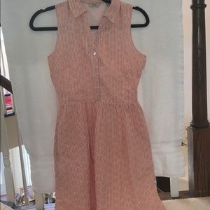 Pink and white eyelet button up dress